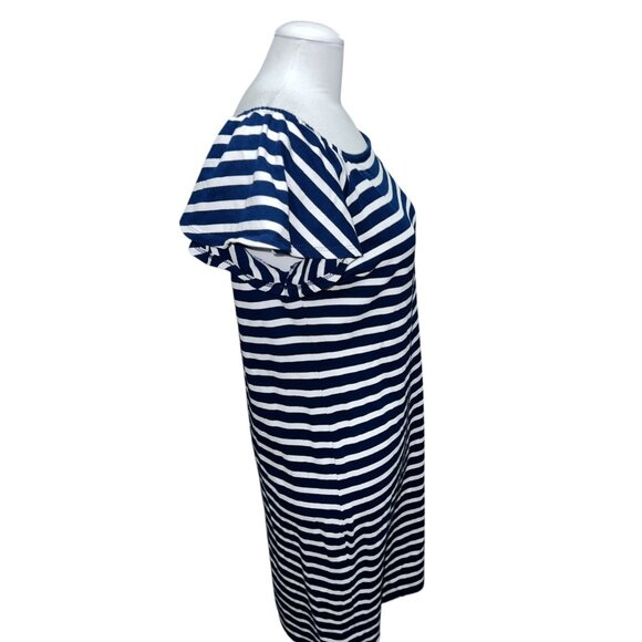 Ralph Lauren Womens Navy & White Striped Off-Shoulder Dress M - Picture 11 of 14